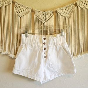 Honey Punch White Button Fly High Rise Shorts
